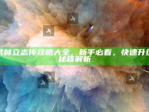 武林立志传攻略大全，新手必看，快速升级秘籍解析